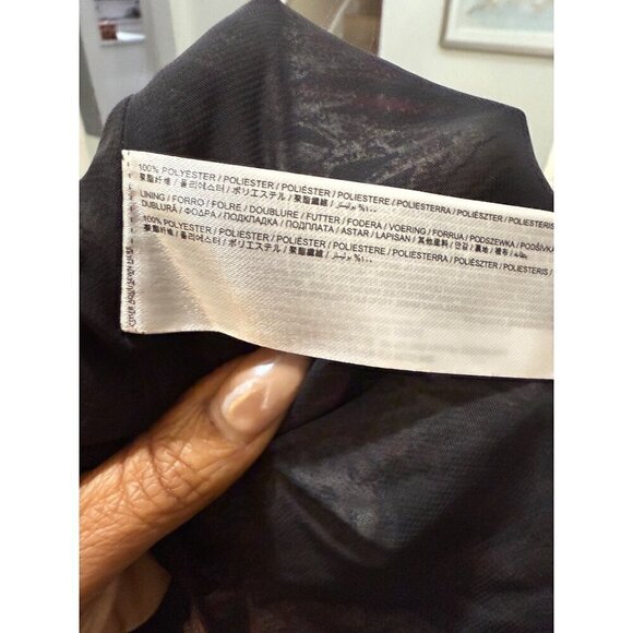 Mango Floral Chiffon Dress black red print US size 12 - Picture 13 of 15